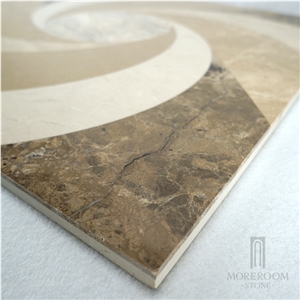 Emperador Marble Windmill Look Design Water-Jet Thin Compound Stone Tile
