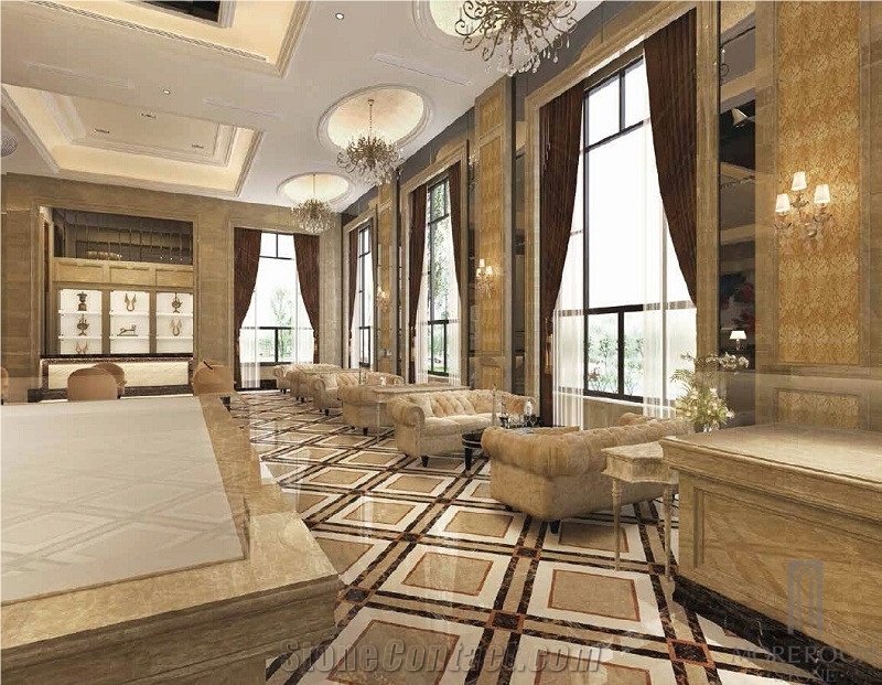 Floor Marble Designs;Thin Laminated Water-Jet Medallions;Water Jet Marble with Ceramic Tile, Portoro Gold Marble Thin Laminated Water-Jet Medallions