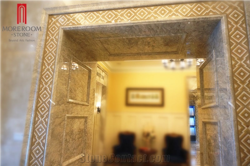 Iran Royal Botticino Marble Border for Door , Pebble Mosaic Border Dome Mouldings