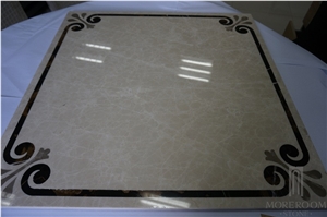 Magnolia Laminated Marble with Ceramic Tile, Marble Flooring Design, Water Jet Medalion Flooring Tiles Magnolia Laminated Marble with Ceramic Tile, Marble Flooring Design, Water Jet Medalion Flooring Tiles