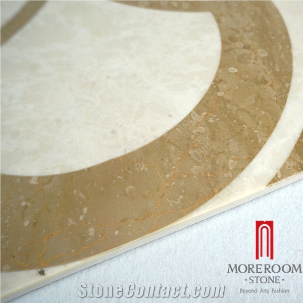 Moreroom Stone Ml-A24s6060 Australia Queensland Golden Beige Marble Waterjet Medallions, Luxury Wave Waterjet Marble Design