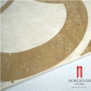 Moreroom Stone Ml-A24s6060 Australia Queensland Golden Beige Marble Waterjet Medallions, Luxury Wave Waterjet Marble Design