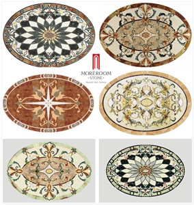 Moreroom Stone Round Waterjet Marble Carpet Medallion Mqr002,Coral Red Marble