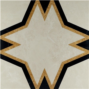 Oscar Beige Marble Ceramic Backed Thin Laminated Water-Jet Medallions