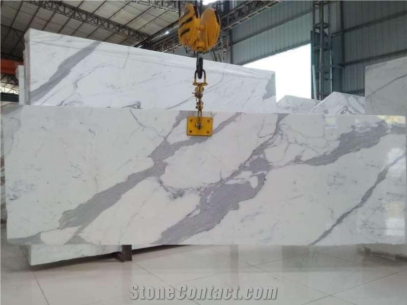 Polished Book Match Calacatta Gold Marble Marble Slab and Tile, Italy White Marble
