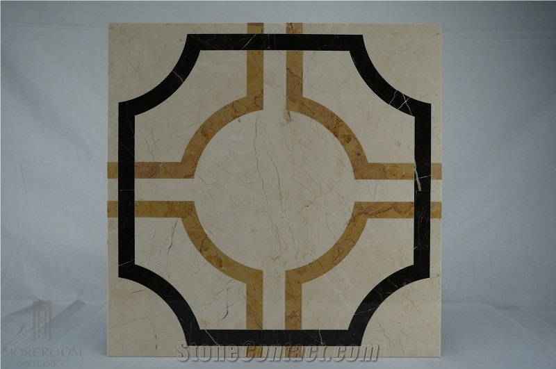 Shayan Cream Marble Waterjet Medallions;Marble Tile for Flooring Design;Cream Marfil Marble Waterjet Medallion,Square Shape