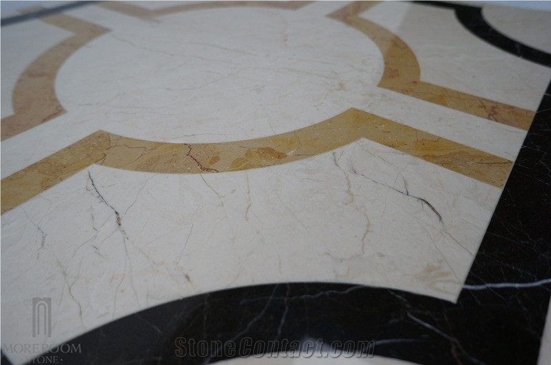 Shayan Cream Marble Waterjet Medallions;Marble Tile for Flooring Design;Cream Marfil Marble Waterjet Medallion,Square Shape