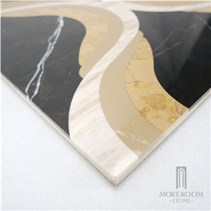 Spain Aulestia O Murelaga Nero Marquina Composite Marble Waterjet Marble Floor Tile Modern Bathroom Design Spanish Marble Price, Nero Marquina Marble Medallion