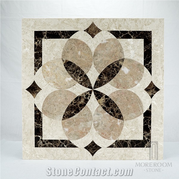 Spain Bunol Dark Emperador Marble Medallions, Composite Marble Inlay Design For Kitchen