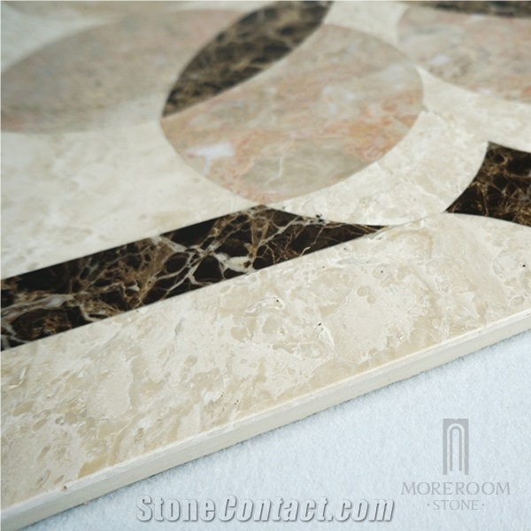 Spain Bunol Dark Emperador Marble Medallions, Composite Marble Inlay Design For Kitchen