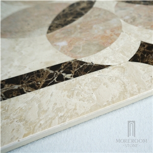 Spain Bunol Dark Emperador Marble Medallions, Composite Marble Inlay Design For Kitchen