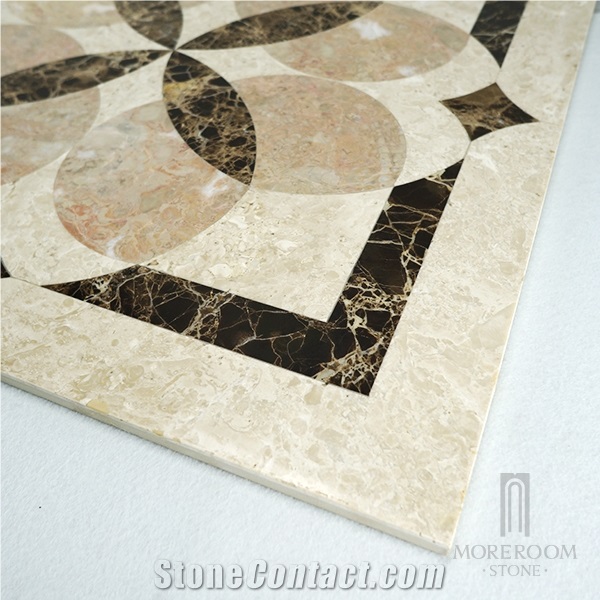 Spain Bunol Dark Emperador Marble Medallions, Composite Marble Inlay Design For Kitchen