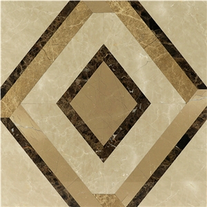 Spain Buñol Emperador Light Marble Square Waterjet Marble Carpet Medallion