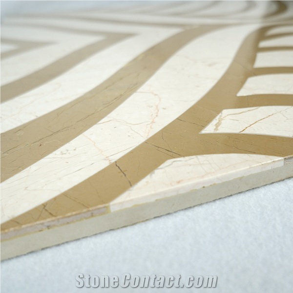 Spain Crema Marfil Beige Marble Hot Sale Waterjet Marble Tiles Design Floor Pattern
