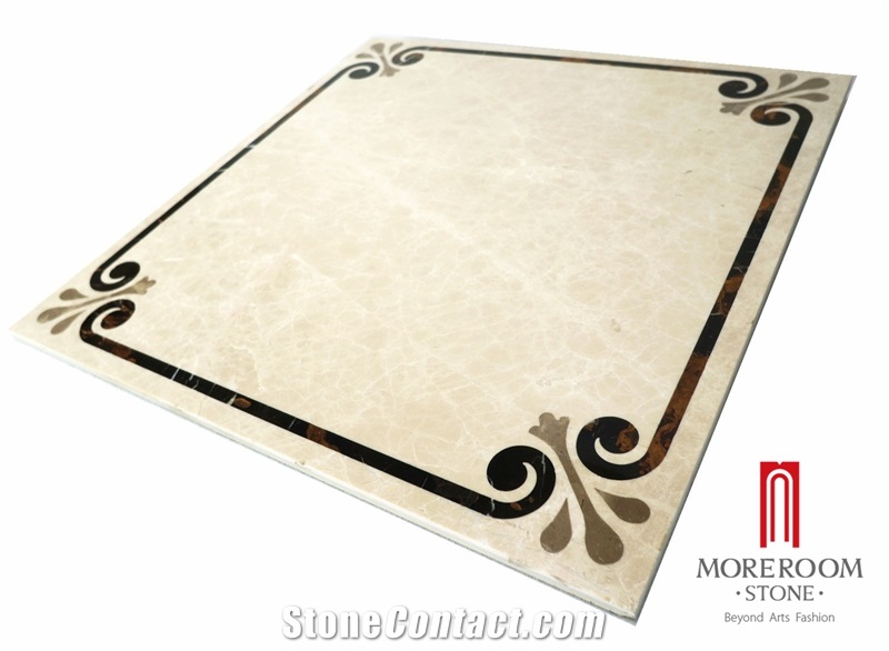 Spain Crema Royal Marble Waterjet Marble Inlay Flooring Design