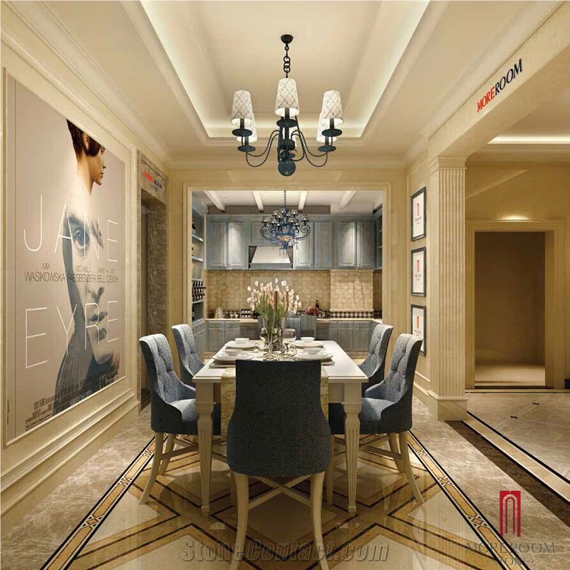 Spain Pinoso Beige Marble Crema Marfil Marble, Classic Design, Waterjet Medallions, Composited Marble Waterjet Medallion, Floor Medallion, Carpet Medallions