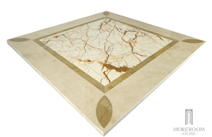 Turkey Bilecik Sofitel Gold Marble Composite Marble Tile Fantastic Floor Design Pattern Bathroom Laminated Water-Jet Medallions Marble Price