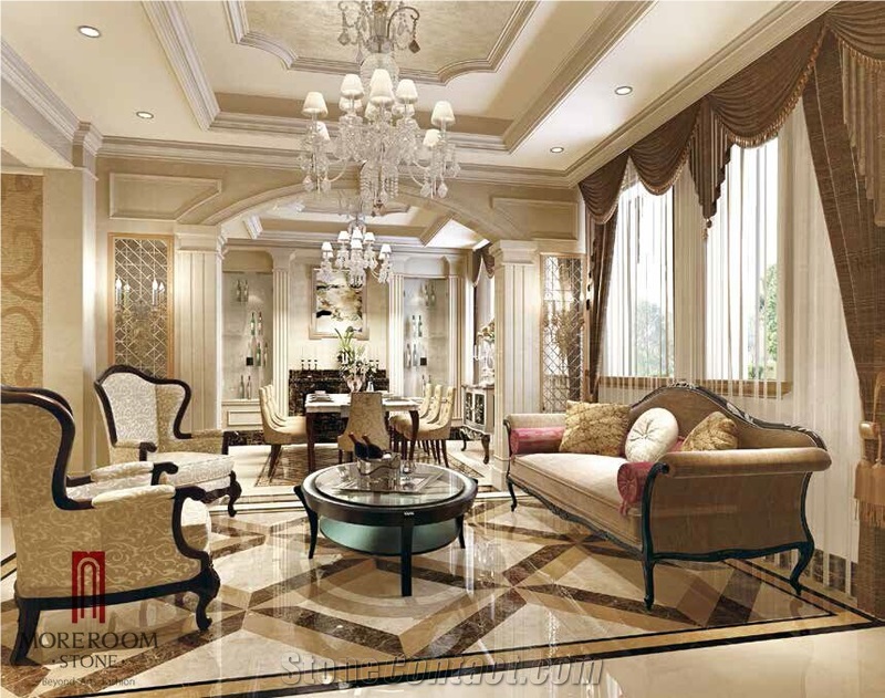 Turkey Cappuccino Beige Marble Floor Medallion Marble Water Jet Pattern Tile Waterjet Medallion Laminated Marble Panel for Flooring Decoration, Cappucino Beige Marble Waterjet Medallions