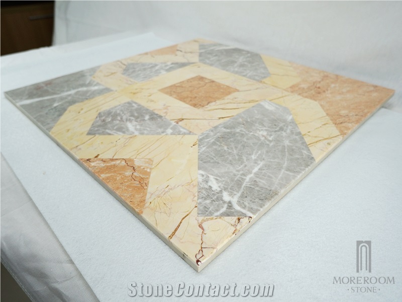 Turkey Grey Emperador Marble Square Waterjet Marble Design for Lift Space