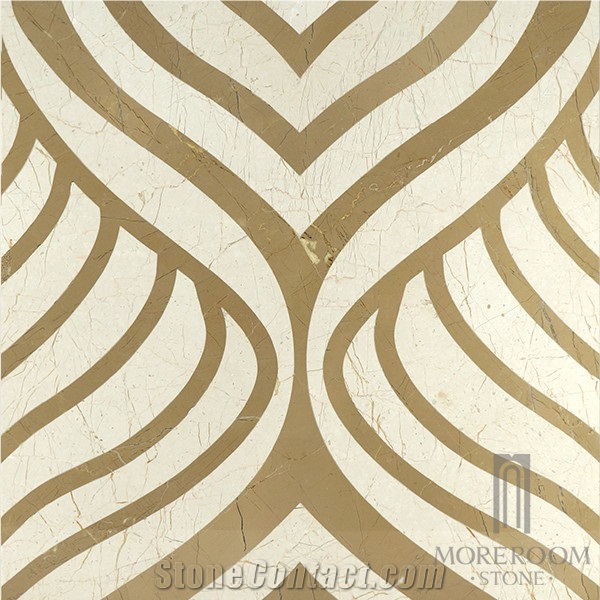 Turkey Queensland Golden Beige Marble Tile Fashion Design Home Decoration Composited Marble Waterjet Medallion Marble Price