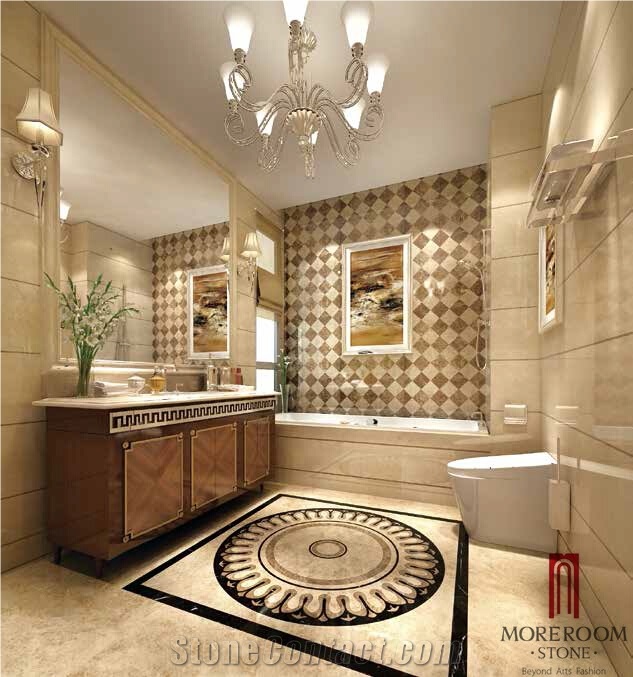 Turkish Natural Stone Cappucino Marble Water Jet Medallion, Marble Composite Tile, Marble Flooring