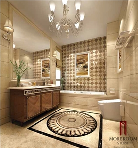 Turkish Natural Stone Cappucino Marble Water Jet Medallion, Marble Composite Tile, Marble Flooring