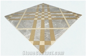 Venus Grey Marble & Gold Imperial Marble Waterjet Pattern with Porcelain Tile