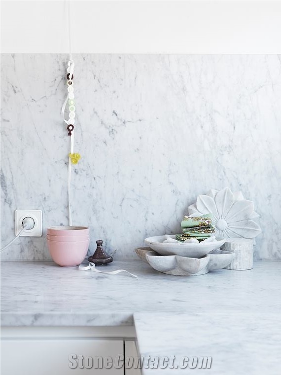 Bianco Carrara C Bathroom Top, Floors and Wall Covering