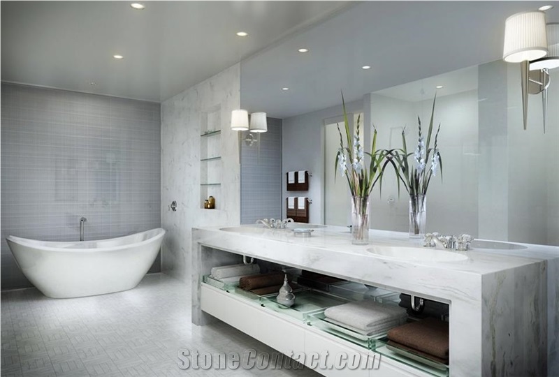 Bianco Carrara C Bathroom Top, Floors and Wall Covering