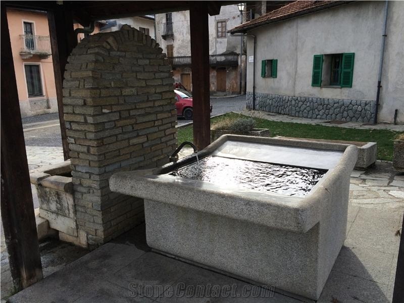 Grey Granite Fountain with Polished Inner Tub
