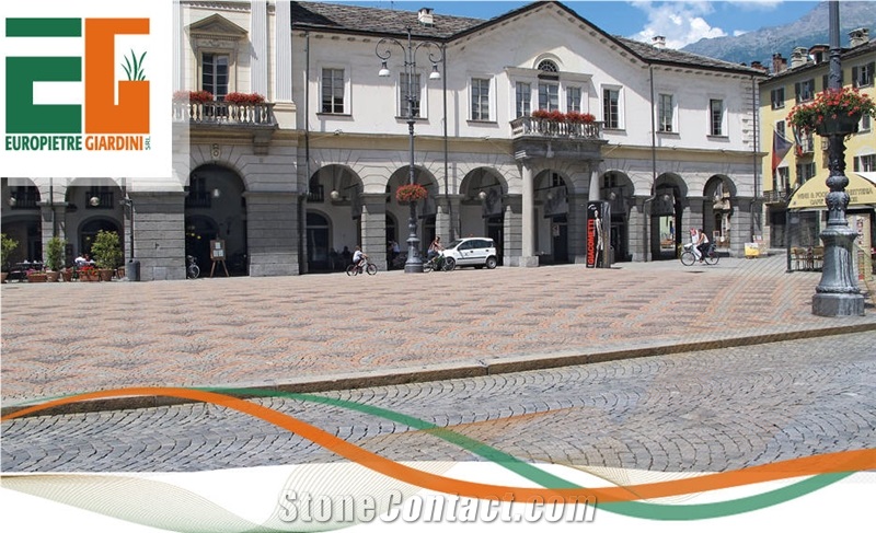 Porfido Sarentino Grigio Cobbles, Cubestone Pavements, Grey Granite Italy Cube Stone & Pavers