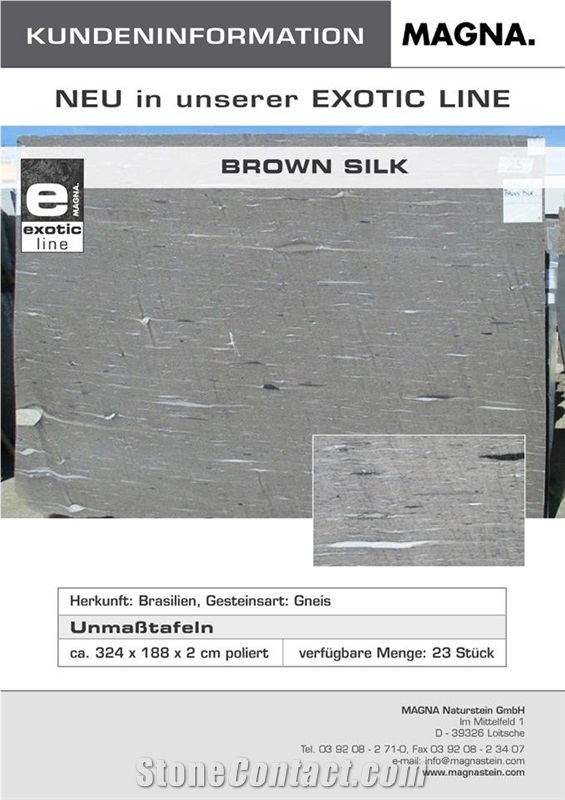 Exotic Brown Silk Granite Slabs