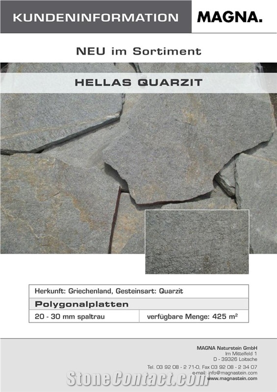 Petra Karistos Quartzite Polygonal Flagstone, Grey Greece Quartzite Irregular Flagstone