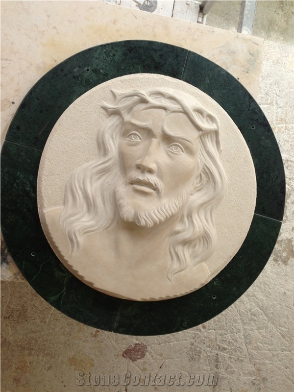 Perlato Sicilia Marble Headstone, Beige Marble Italy Sculpture & Statue