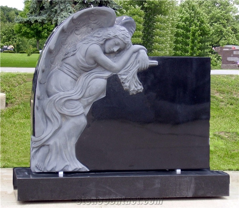 black marble headstone