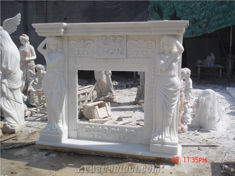 New Arrival China Sichuan White Marble Fireplace