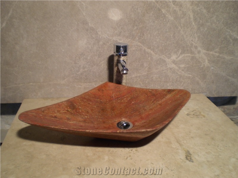 New Arrival Red Travertine Antique Sinks & Basin