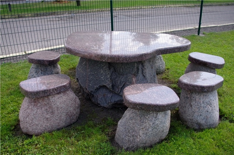 G664 Granite, Misty Mauve Granite Garden Table Set