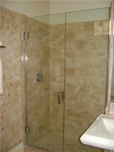 Travertine Mosaic Bathroom Wall and Floor