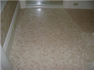 Travertine Mosaic Bathroom Wall and Floor