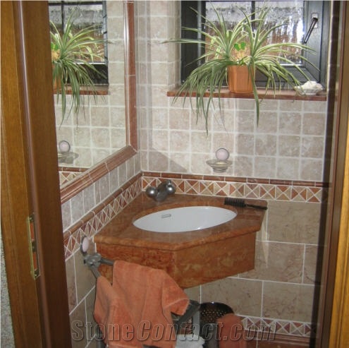 Rosso Verona Marble Bathroom Vanity Top
