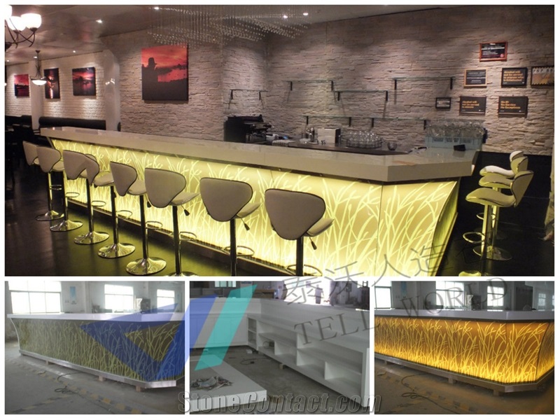 Acrylic Led Table for Commercial Furniture Artificial Stone Bar Counter
