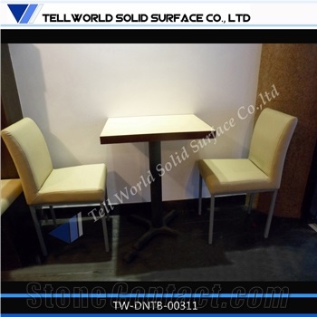 China Black Manmade Stone Dining Tables with 4 Seaters,Modern Cafe Table