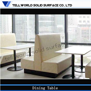 China White Manmade Stone Acrylic Coffee Table Modern,Restaurant Table and Booth Design