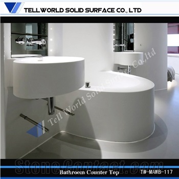 Corian Solid Surface Rectangular Bathroom Sink, Artificial Stone White Marble Sinks & Basins