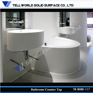 Corian Solid Surface Rectangular Bathroom Sink, Artificial Stone White Marble Sinks & Basins
