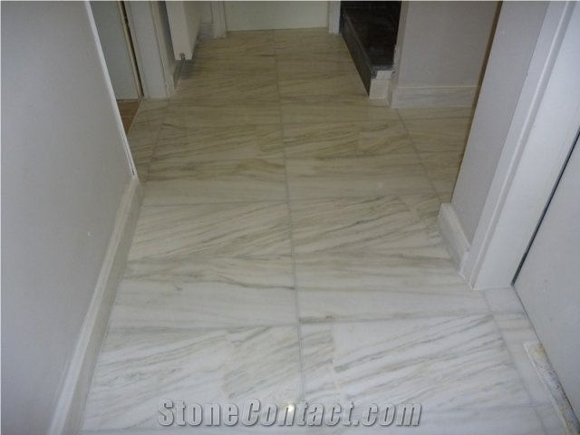 Dionisos Semi White Marble Polished Flooring Tiles, White Marble Greece Tiles & Slabs