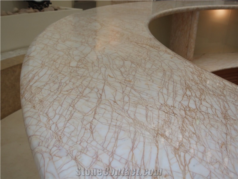 Golden Spider Marble Kitchen Countertop, Bar Top and Backsplash, White Marble Greece Vanity Tops