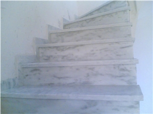 Kavala Semi White Marble Staircase, White Marble Greece Stairs & Steps