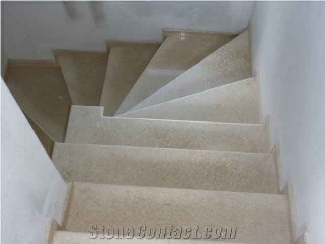 Vratza Limestone Staircase, Beige Limestone Bulgaria Stairs & Steps